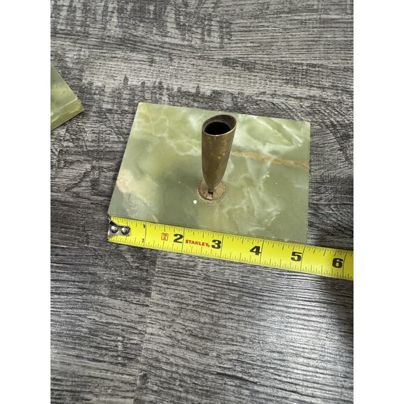Set Of 2 Vintage Green Alabaster Fountain Pen Holders MCM Atomic Mad Men - Picture 14 of 16